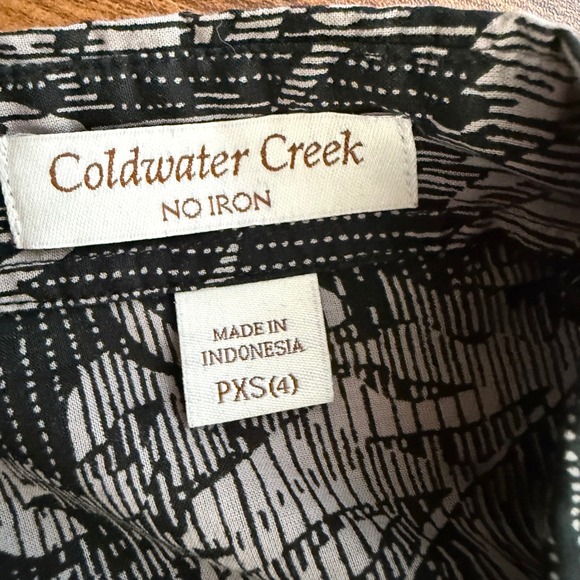 Coldwater Creek Women's Floral Button Down Top Long Sleeve No Iron Blouse PXS - Picture 4 of 6